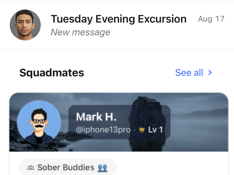 An encrypted squad chat conversation