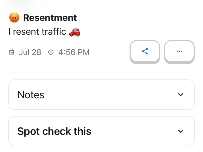 An inventory item with notes and a resolve action